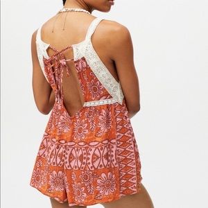 NWOT Urban Outfitters Brunching Lace Trim Romper